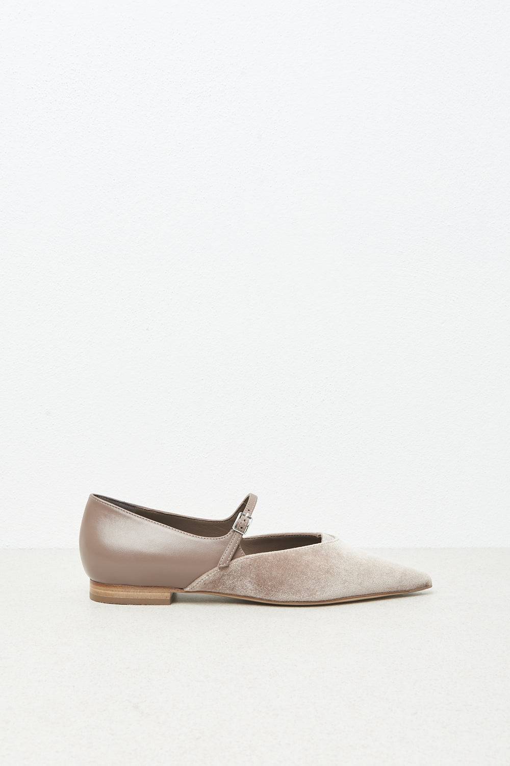 Peserico Ballerina flat in velluto e pelle Outlet