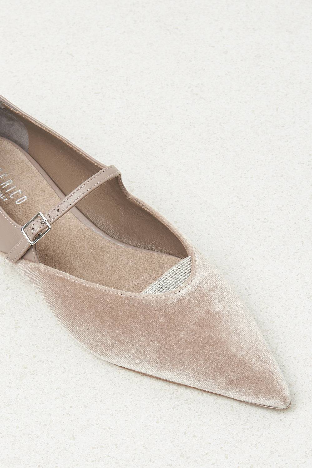 Peserico Ballerina flat in velluto e pelle Outlet