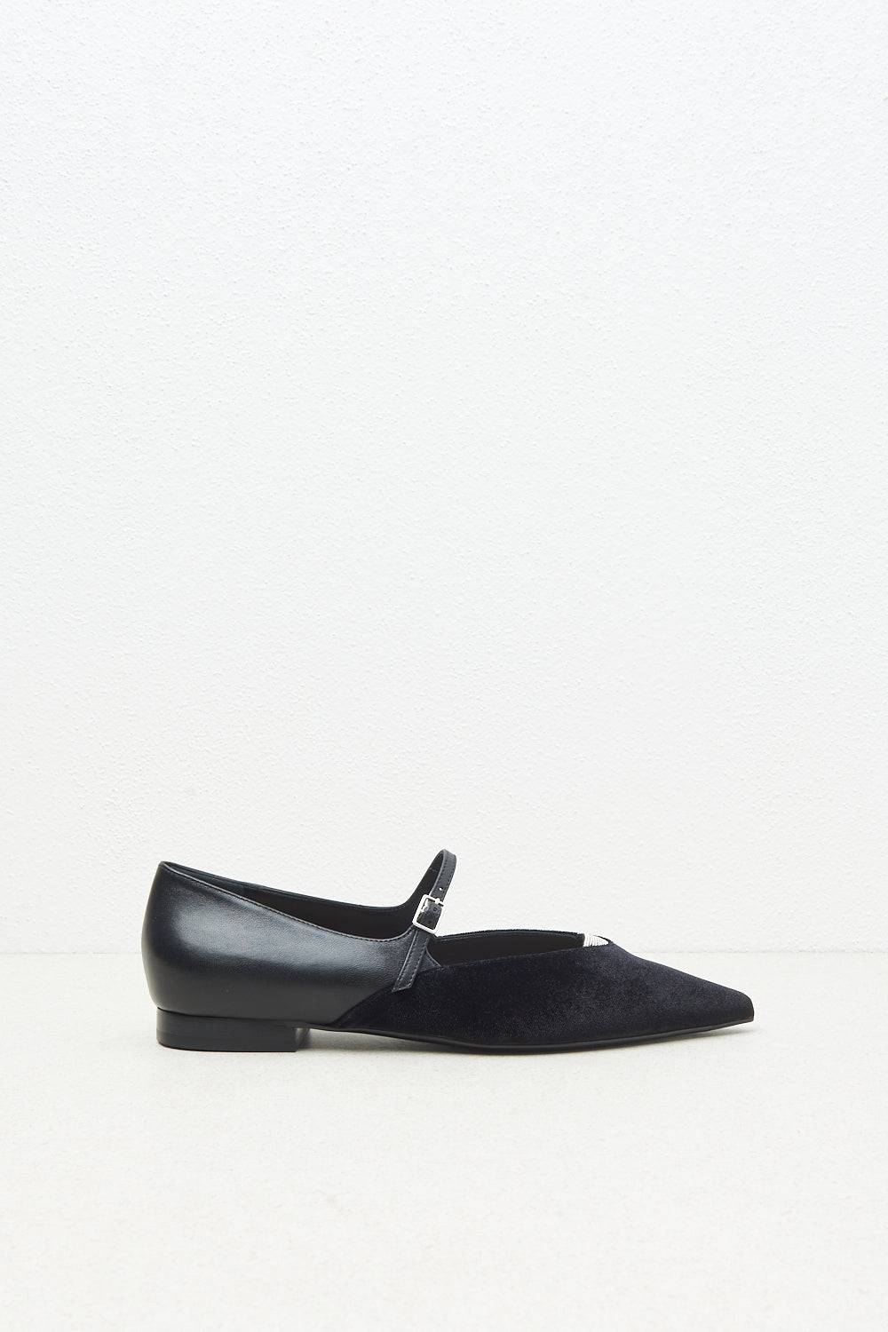 Peserico Ballerina flat in velluto e pelle In Vendita