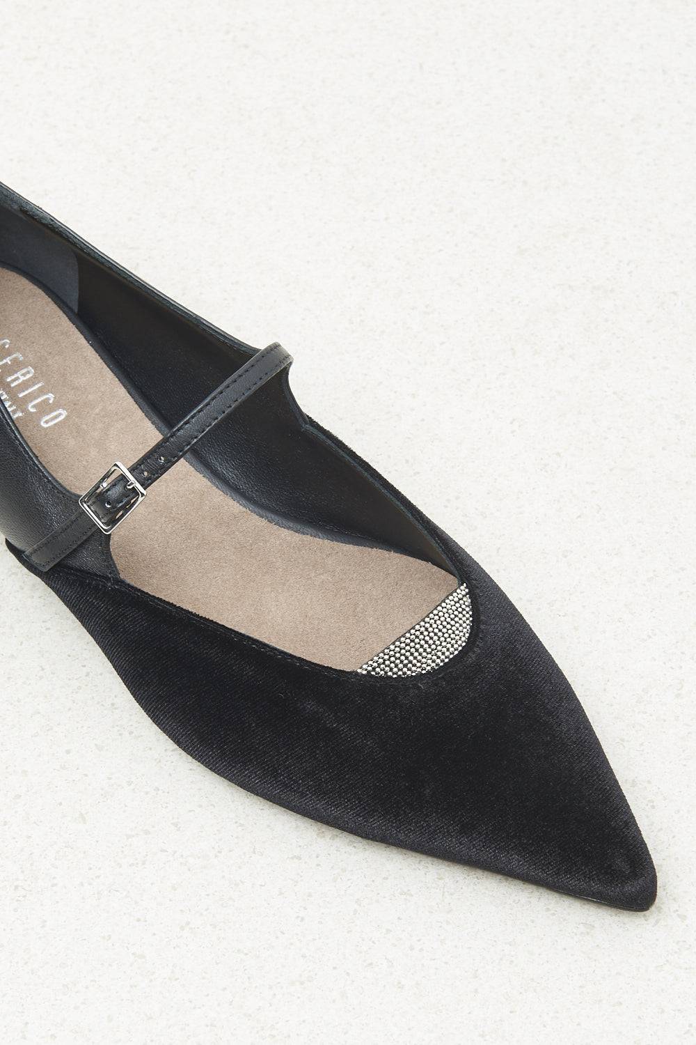 Peserico Ballerina flat in velluto e pelle In Vendita