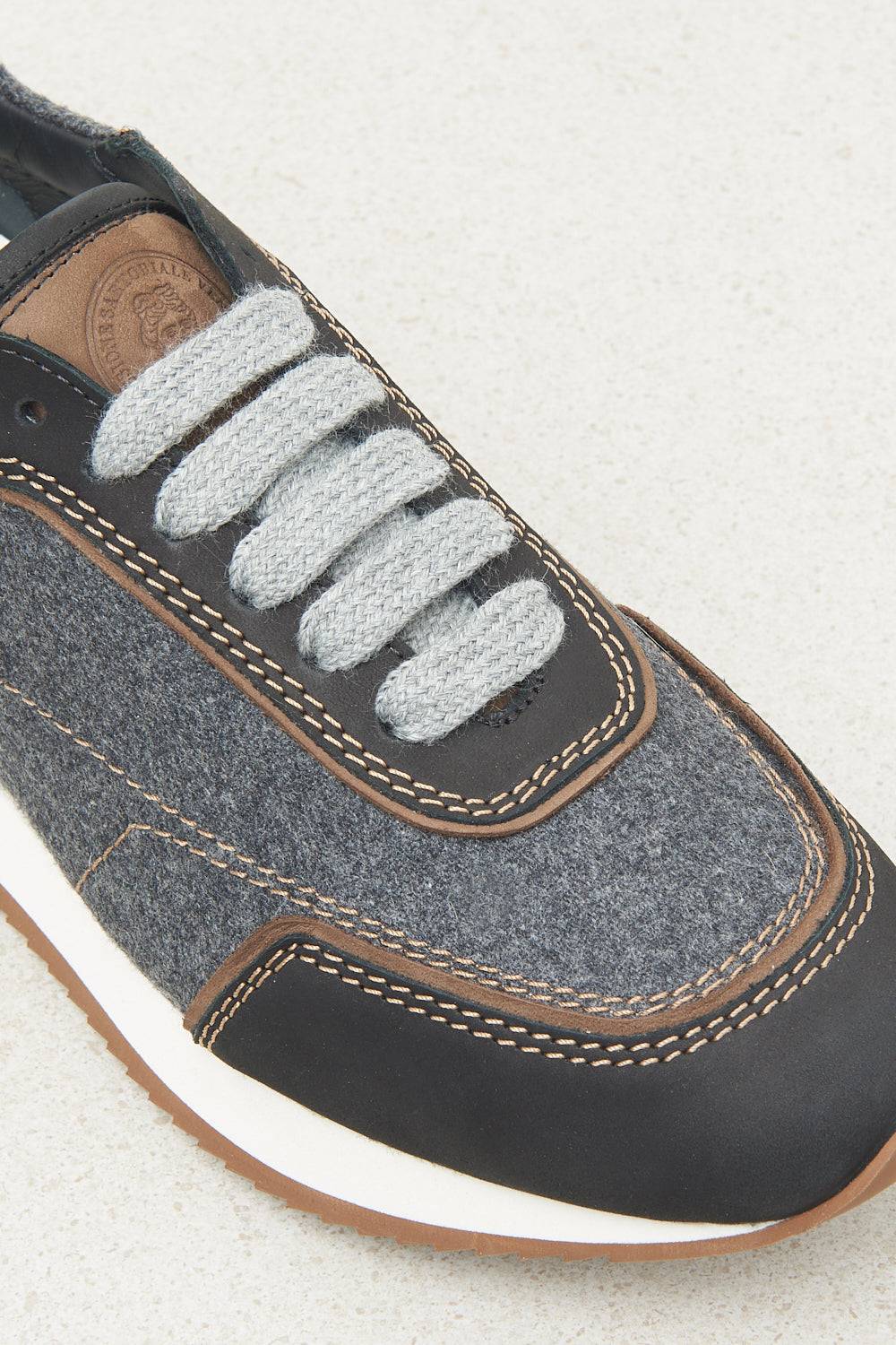 Peserico Sneakers vera pelle con feltro e lana Nuova