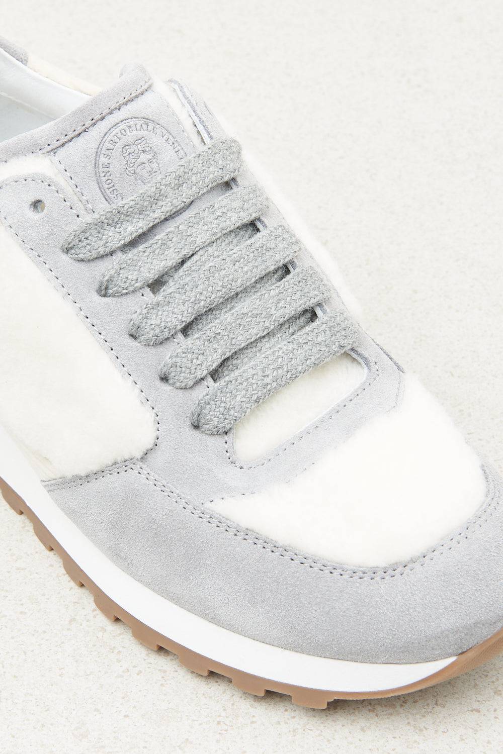 Peserico Sneakers in vera pelle e eco-pelliccia Moda