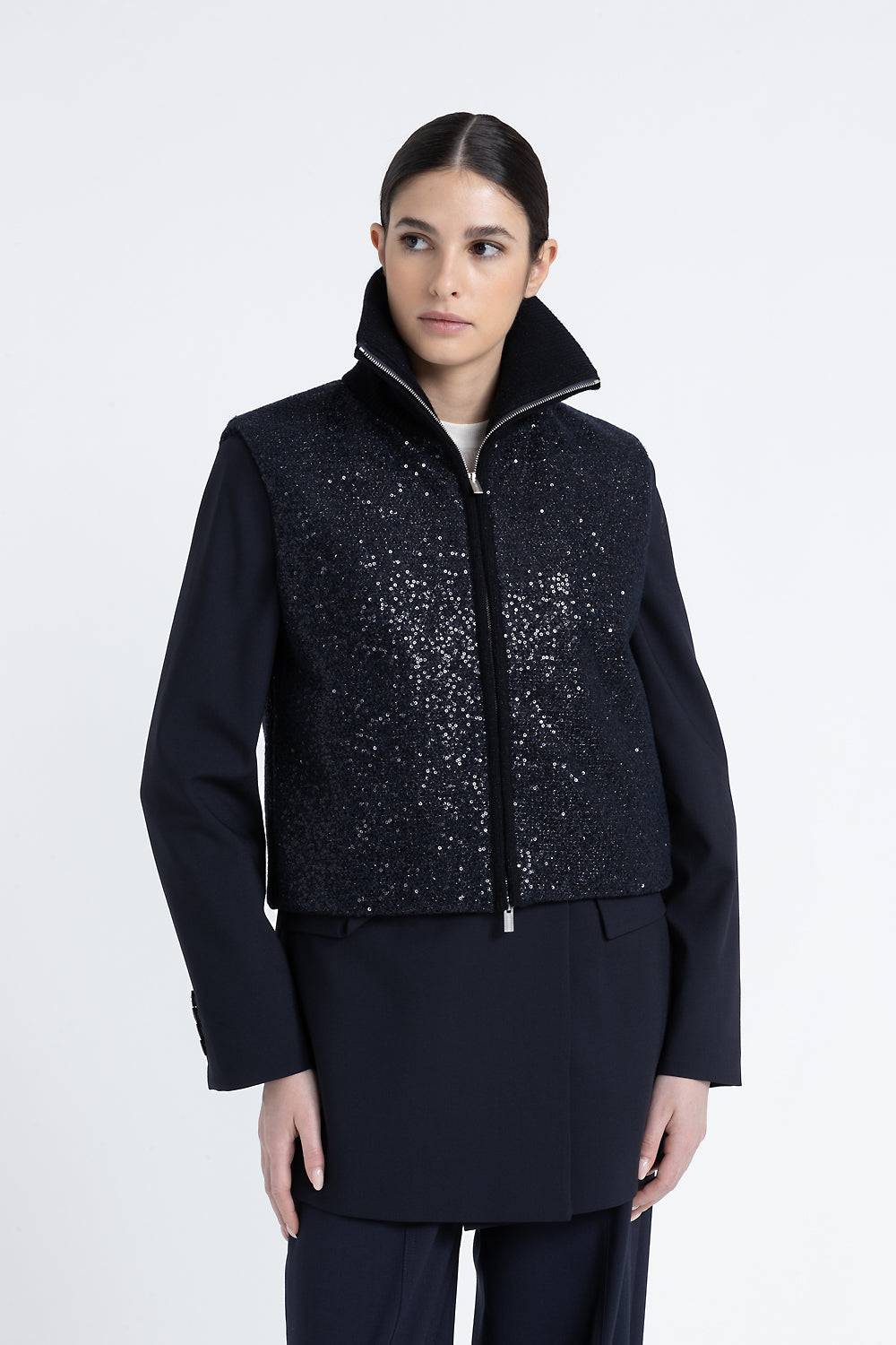 Peserico Gilet imbottito in panno lurex con paillettes Promozione Limitata