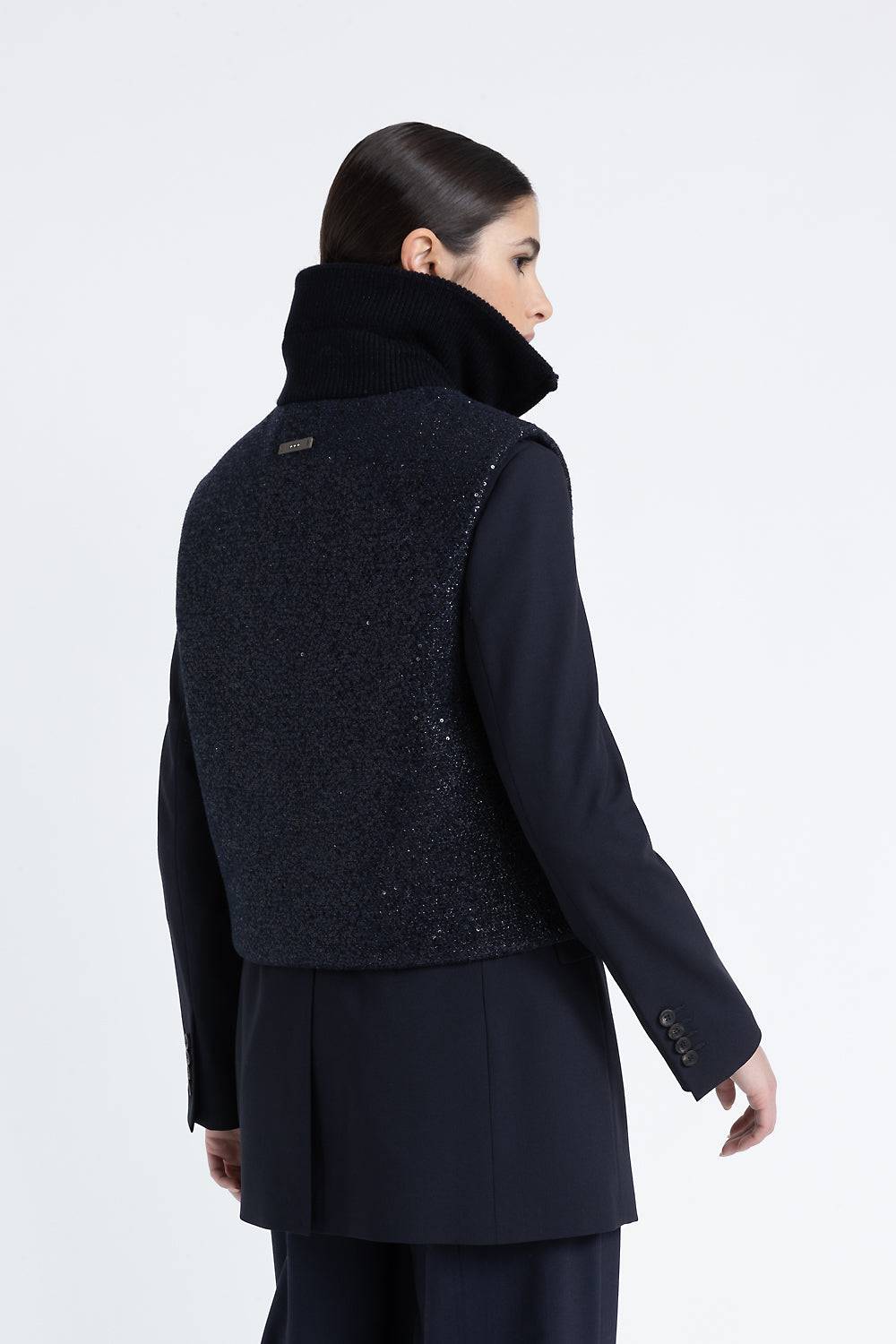 Peserico Gilet imbottito in panno lurex con paillettes Promozione Limitata