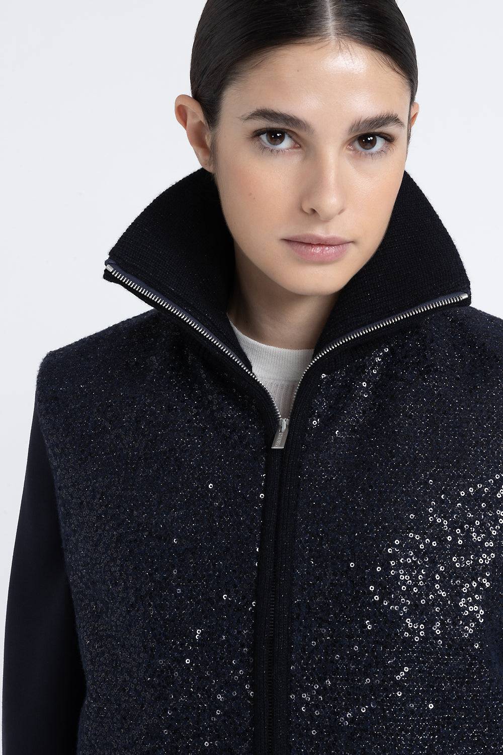 Peserico Gilet imbottito in panno lurex con paillettes Promozione Limitata