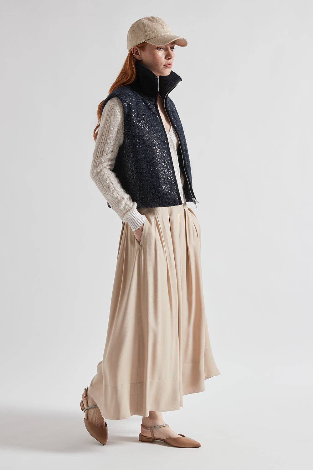 Peserico Gilet imbottito in panno lurex con paillettes Promozione Limitata