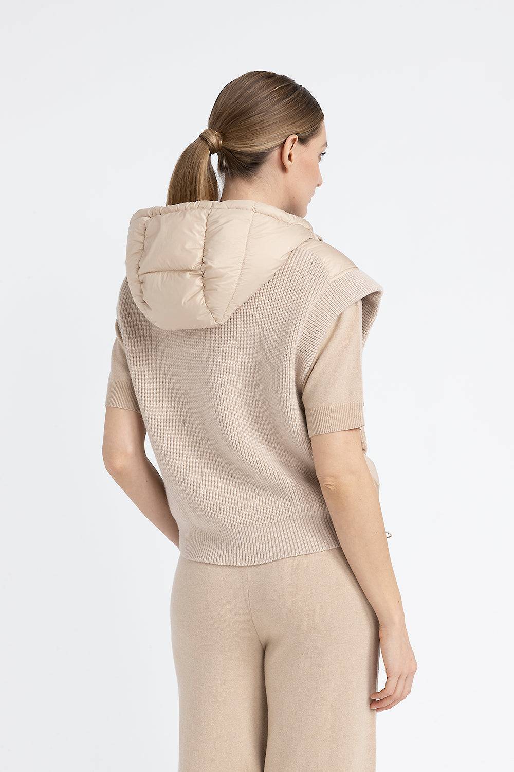 Peserico Gilet in piuma con cappuccio in lana e microfibra Shopping Online