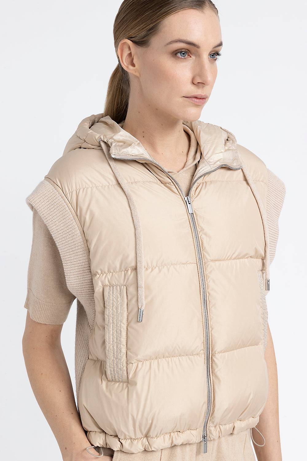 Peserico Gilet in piuma con cappuccio in lana e microfibra Shopping Online