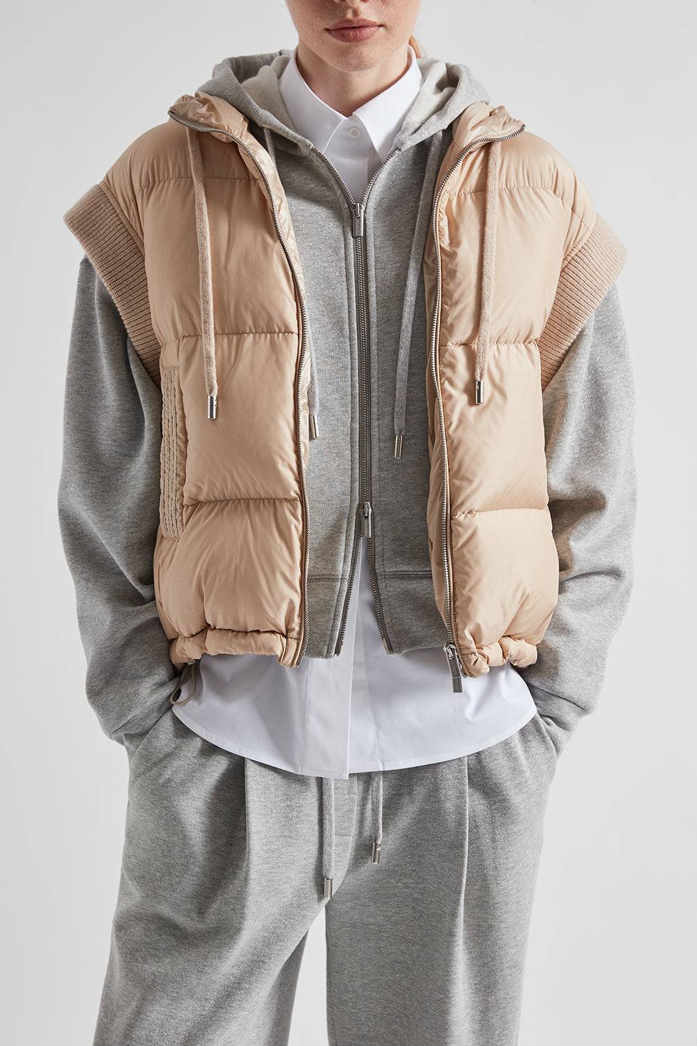 Peserico Gilet in piuma con cappuccio in lana e microfibra Shopping Online