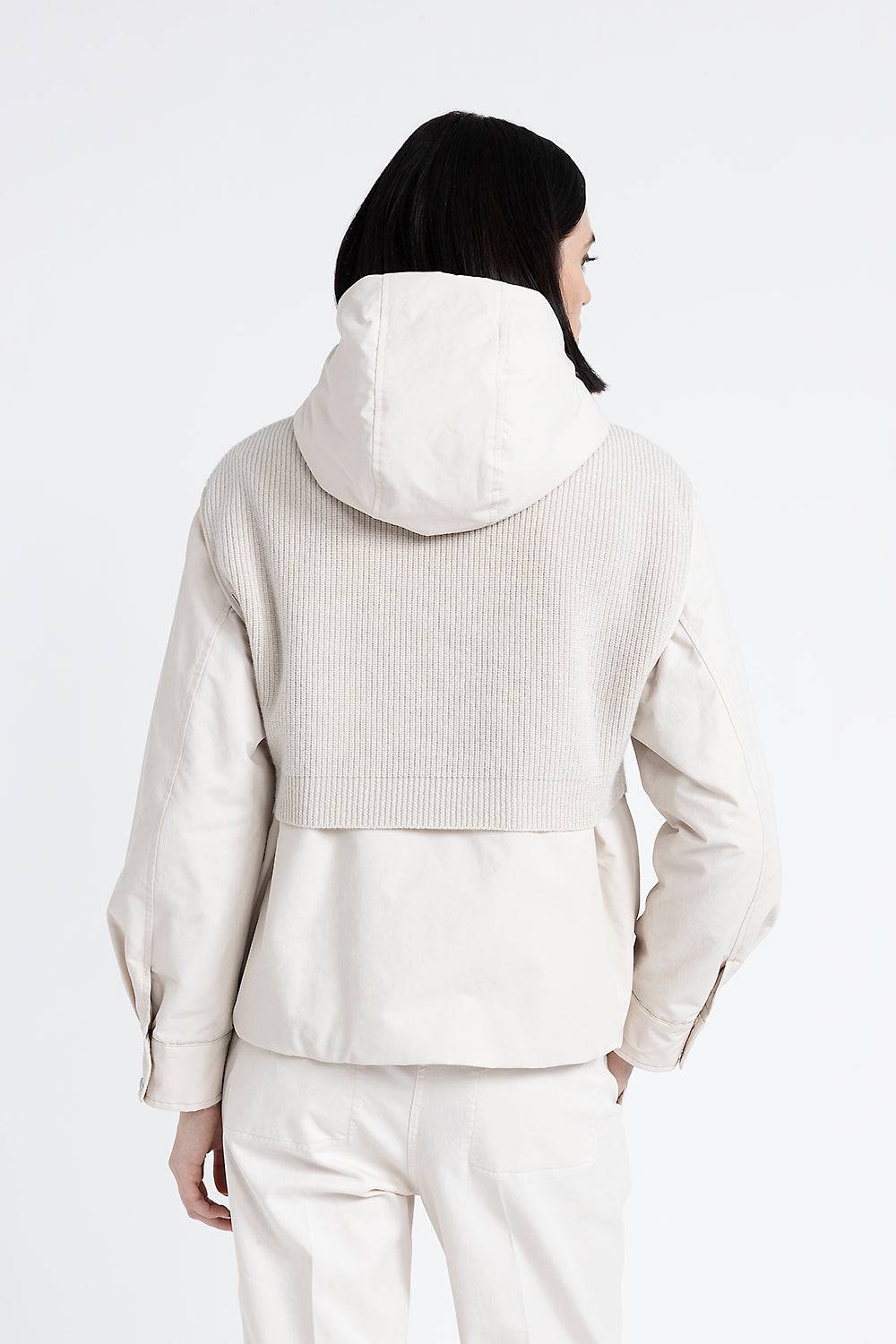 Peserico Giubbino con cappuccio in cotone tecnico, lana e cashmere Prezzo Ridotto