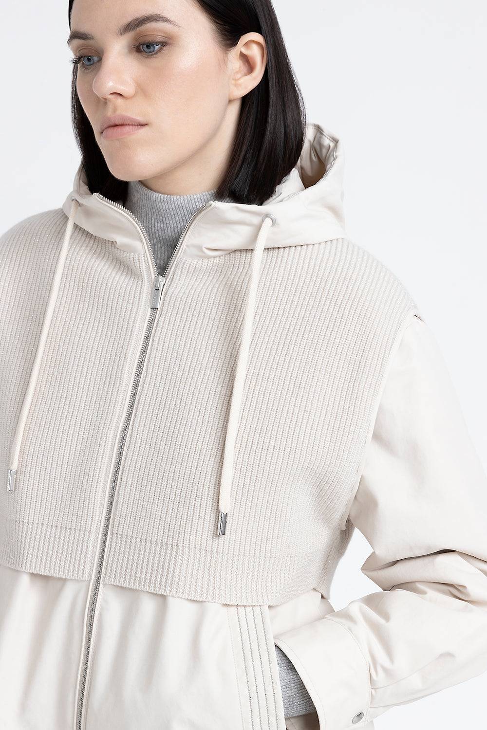 Peserico Giubbino con cappuccio in cotone tecnico, lana e cashmere Prezzo Ridotto