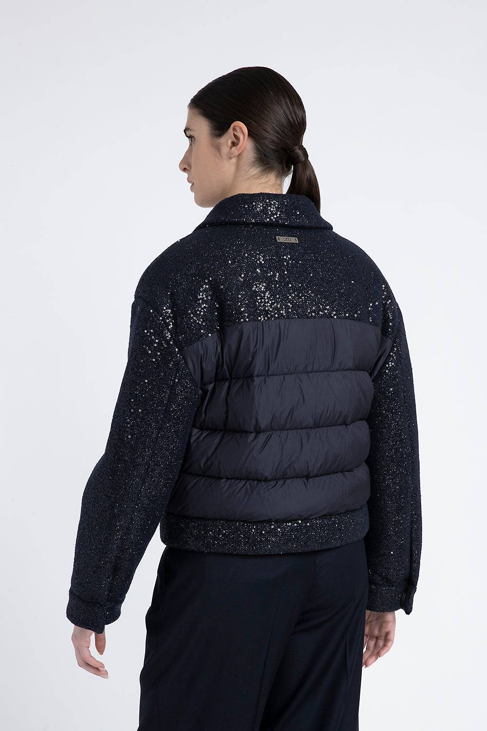Peserico Piumino in panno lurex con paillettes Presa