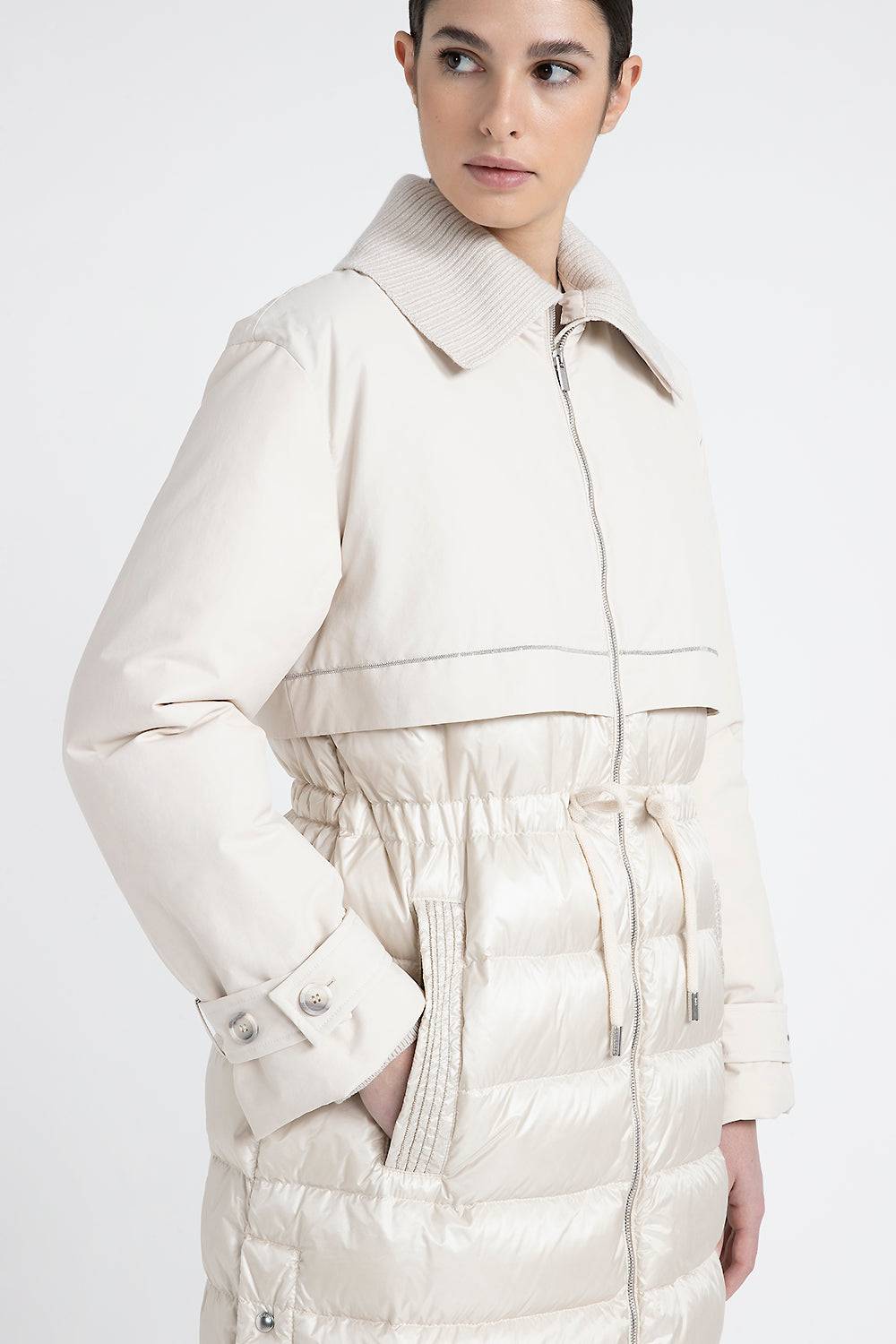 Peserico Trench lungo antigoccia imbottito in piuma Sconto