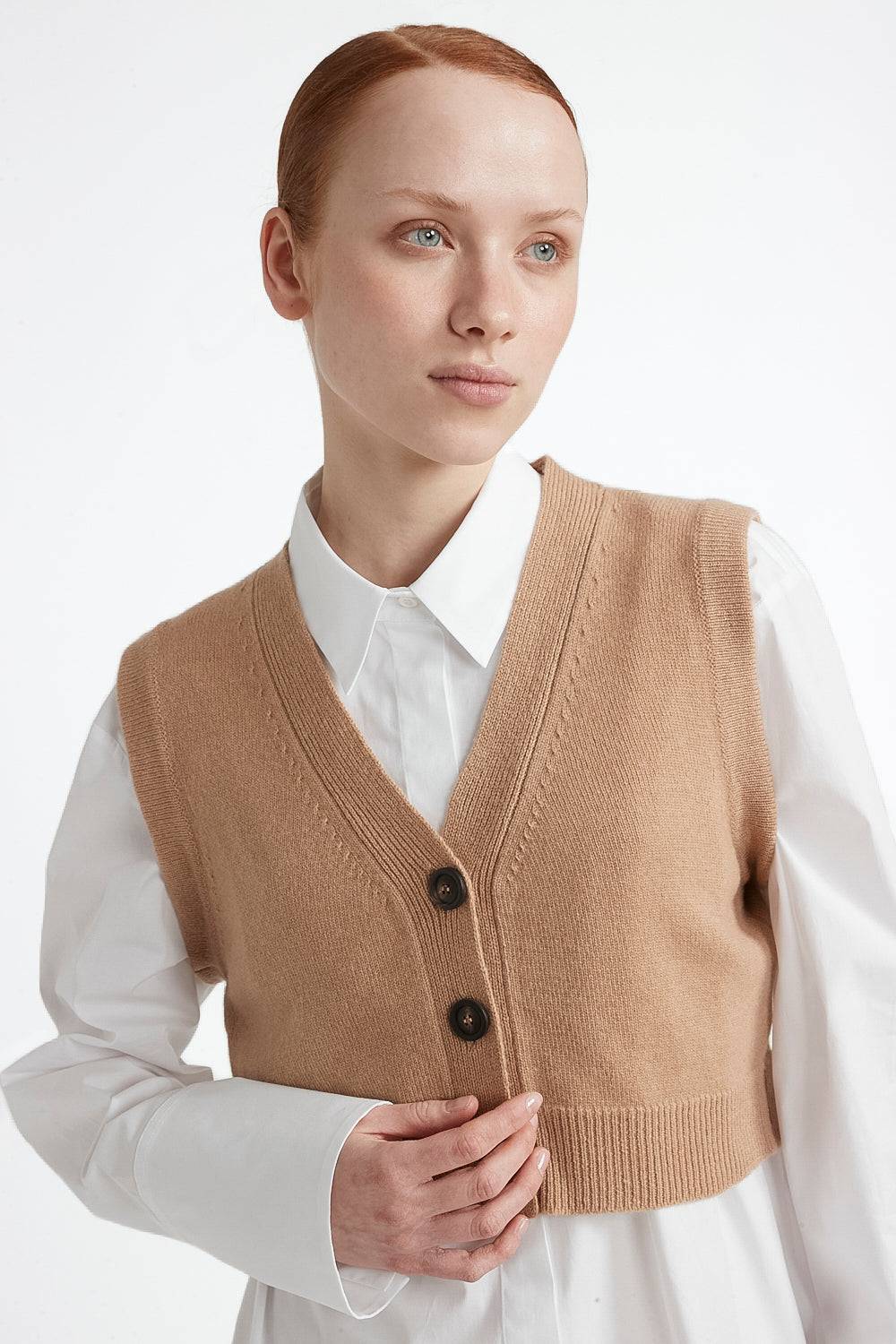 Peserico Gilet con bottoni lana merinos extrafine e cashmere In Saldo