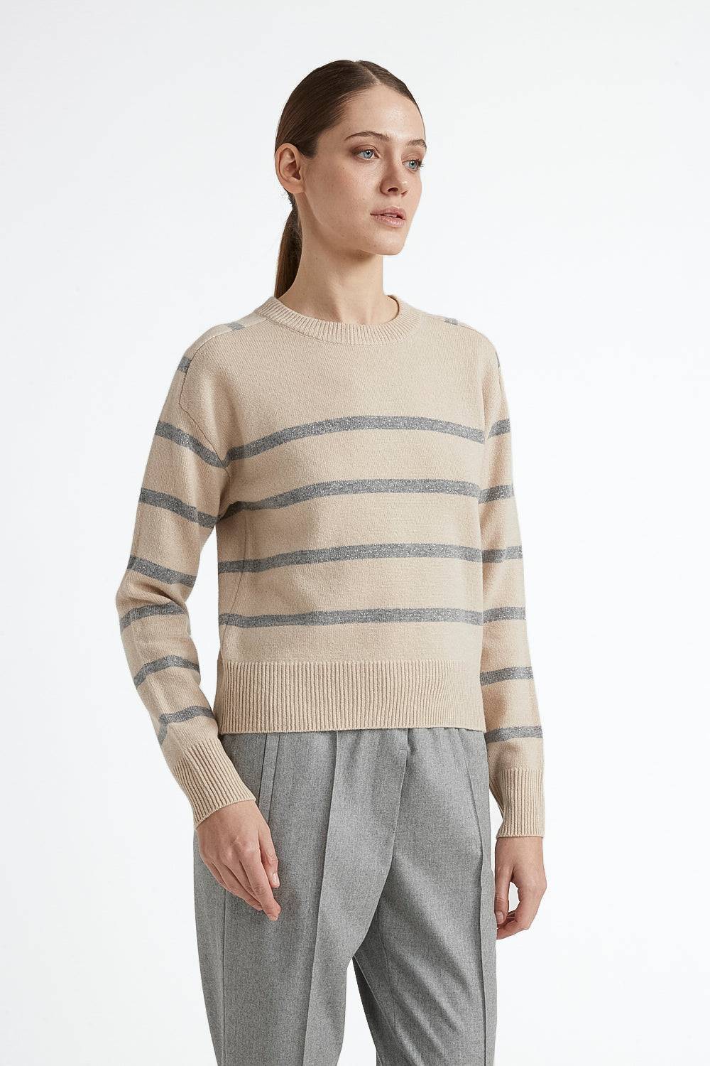 Peserico Maglia in lana e chashmere con righe in lurex Nuova