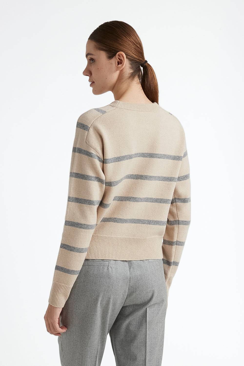 Peserico Maglia in lana e chashmere con righe in lurex Nuova
