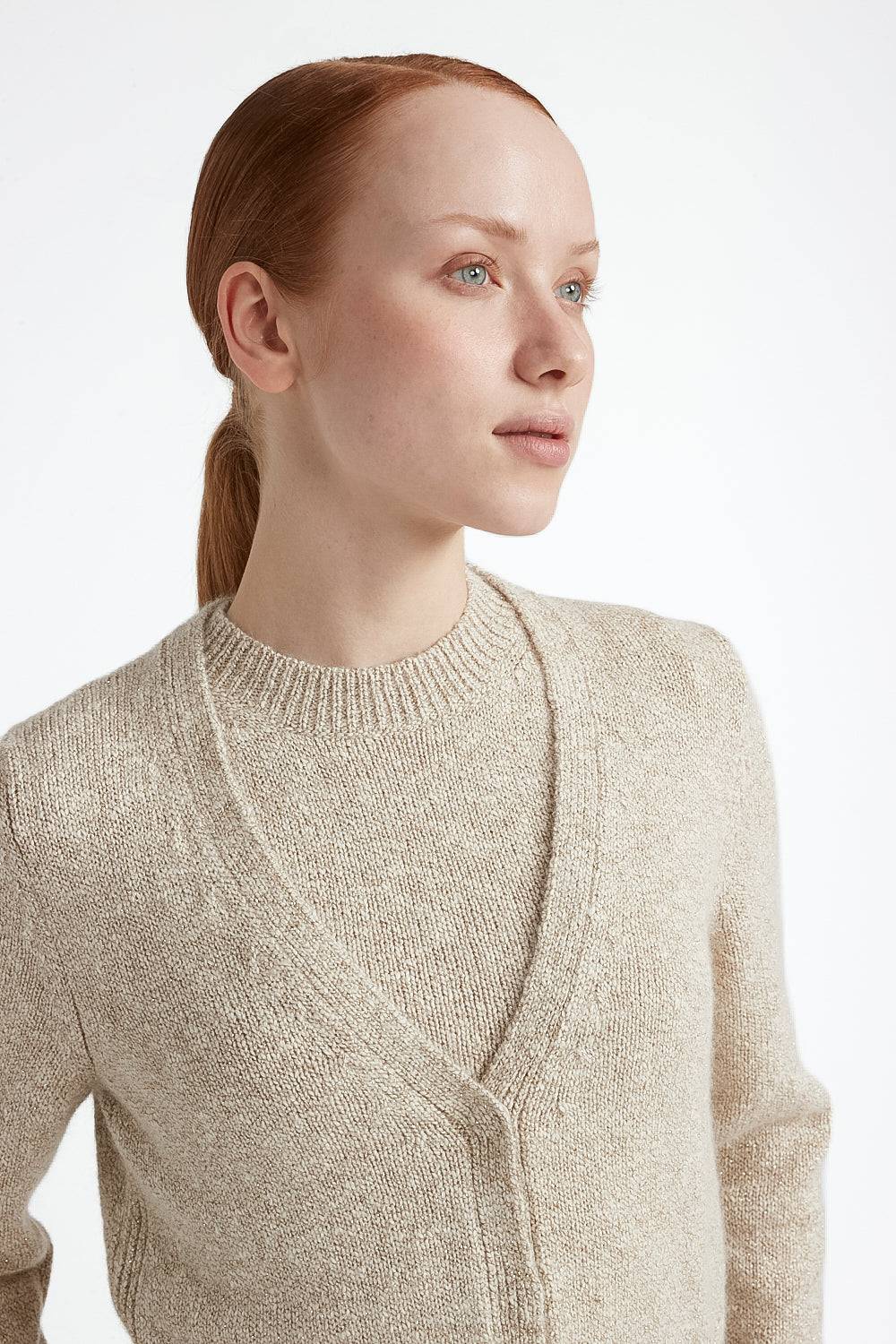 Peserico Cardigan in cotone e lana d'alpaca con lurex Nuovo