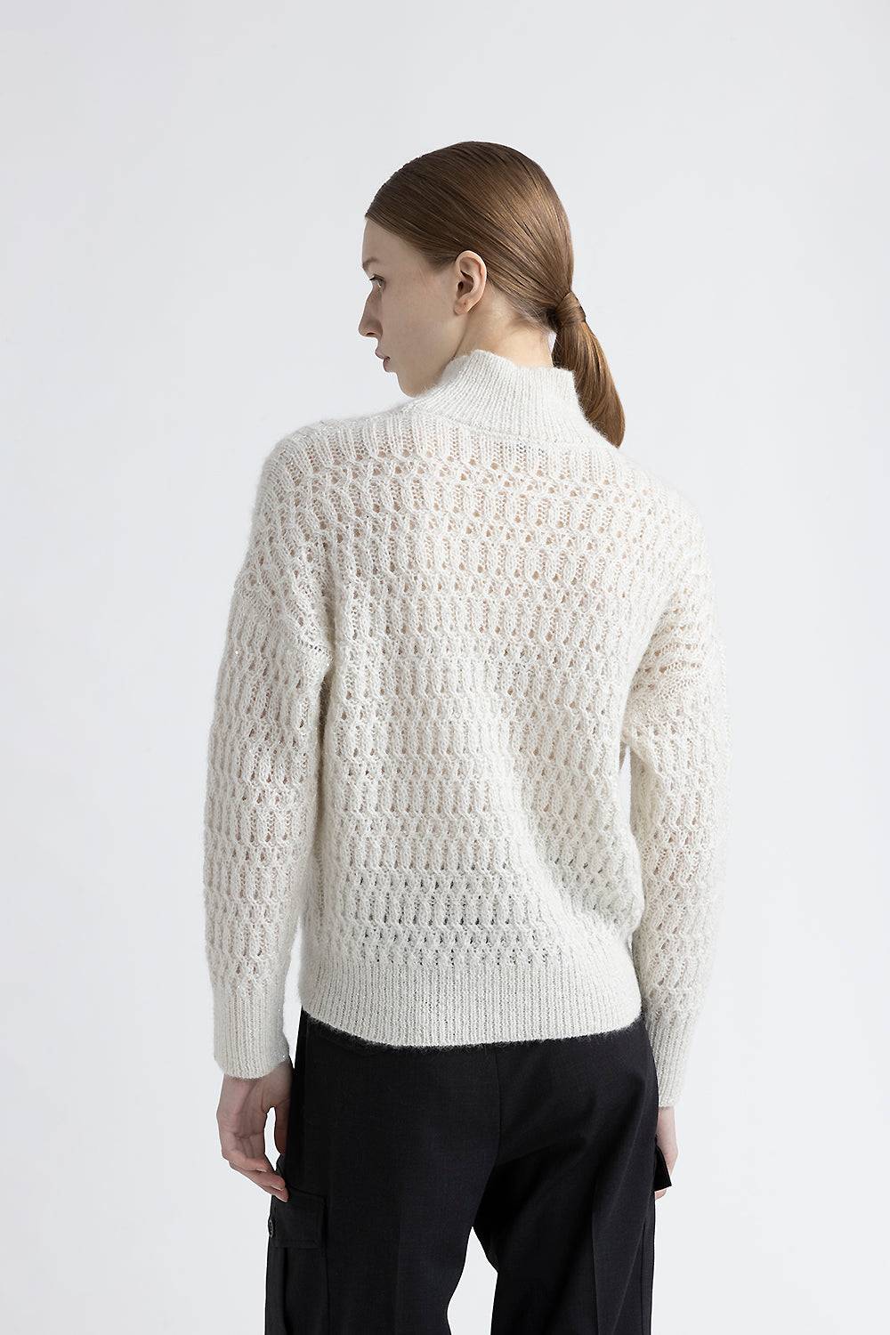 Peserico Maglia collo alto in lana d'alpaca intrecciata Qualità