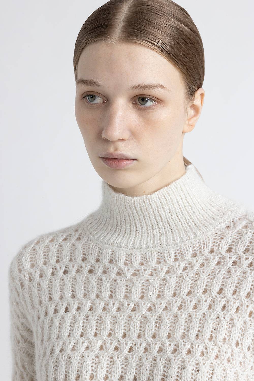 Peserico Maglia collo alto in lana d'alpaca intrecciata Qualità