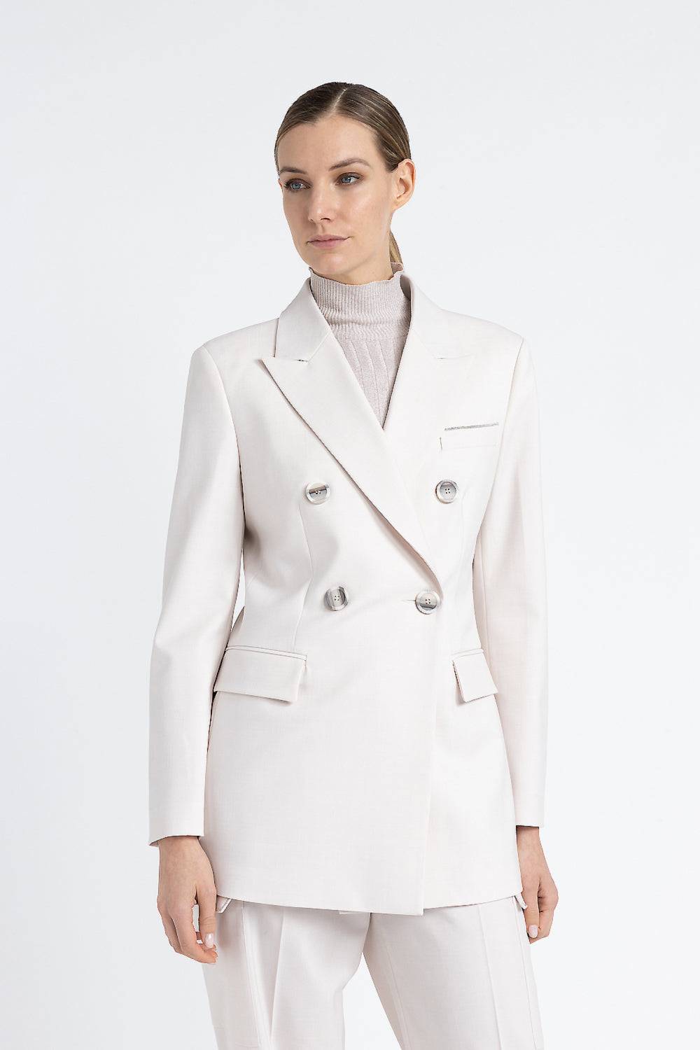 Peserico Blazer doppiopetto in twill di lana tecnica Pezzi Unici