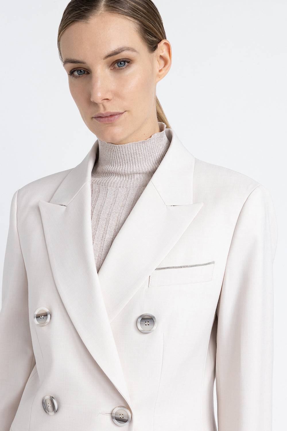 Peserico Blazer doppiopetto in twill di lana tecnica Pezzi Unici