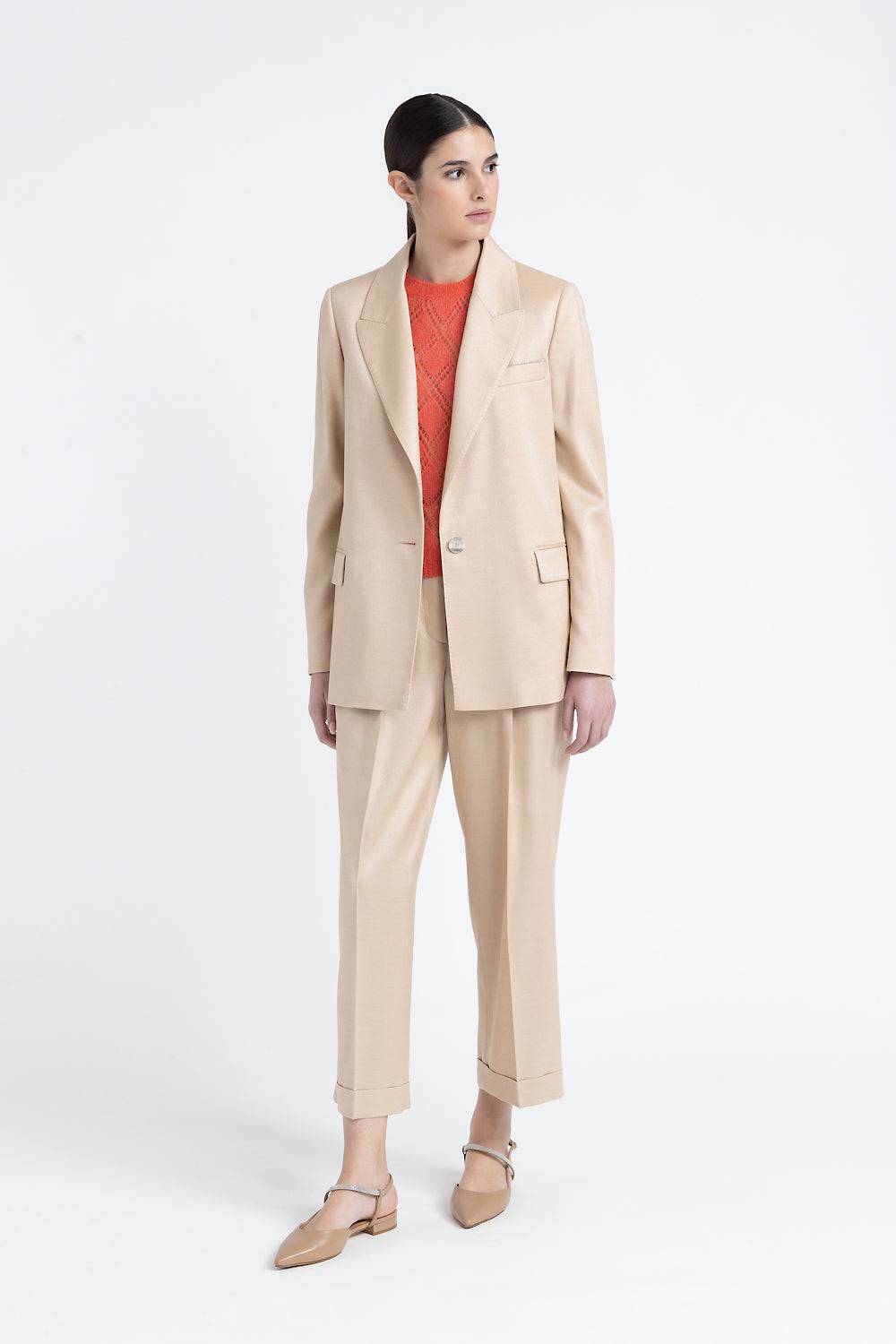 Peserico Blazer monopetto in flanella jaspé di lana e viscosa lucida Negozi Online