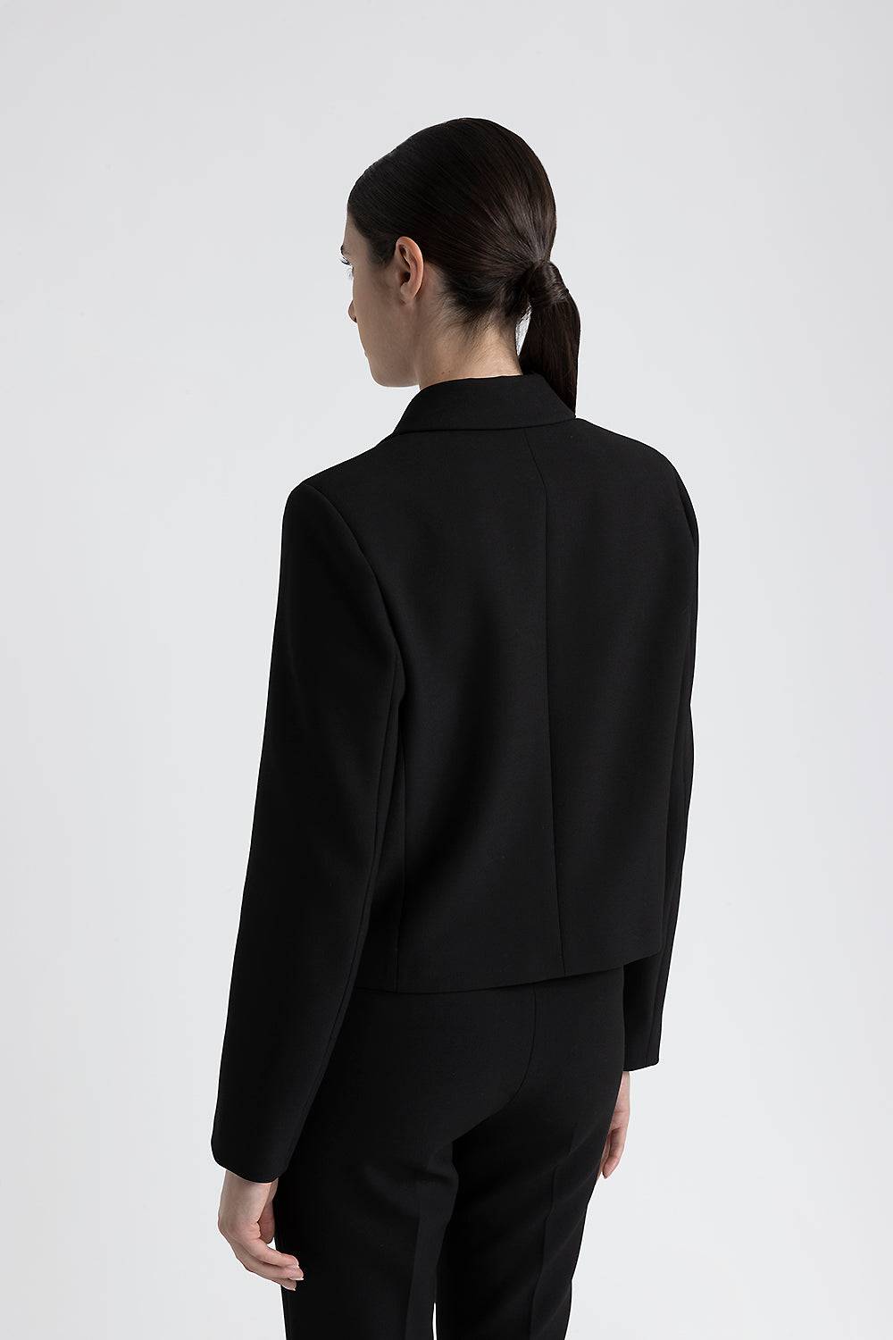Peserico Blazer doppiopetto crop in viscosa e cotone Acquista Ora