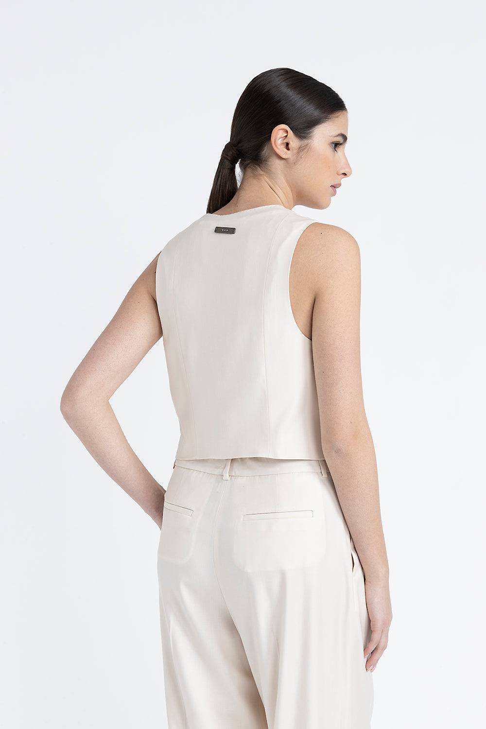 Peserico Gilet monopetto tre bottoni in twill di lana viscosa Promozione Limitata