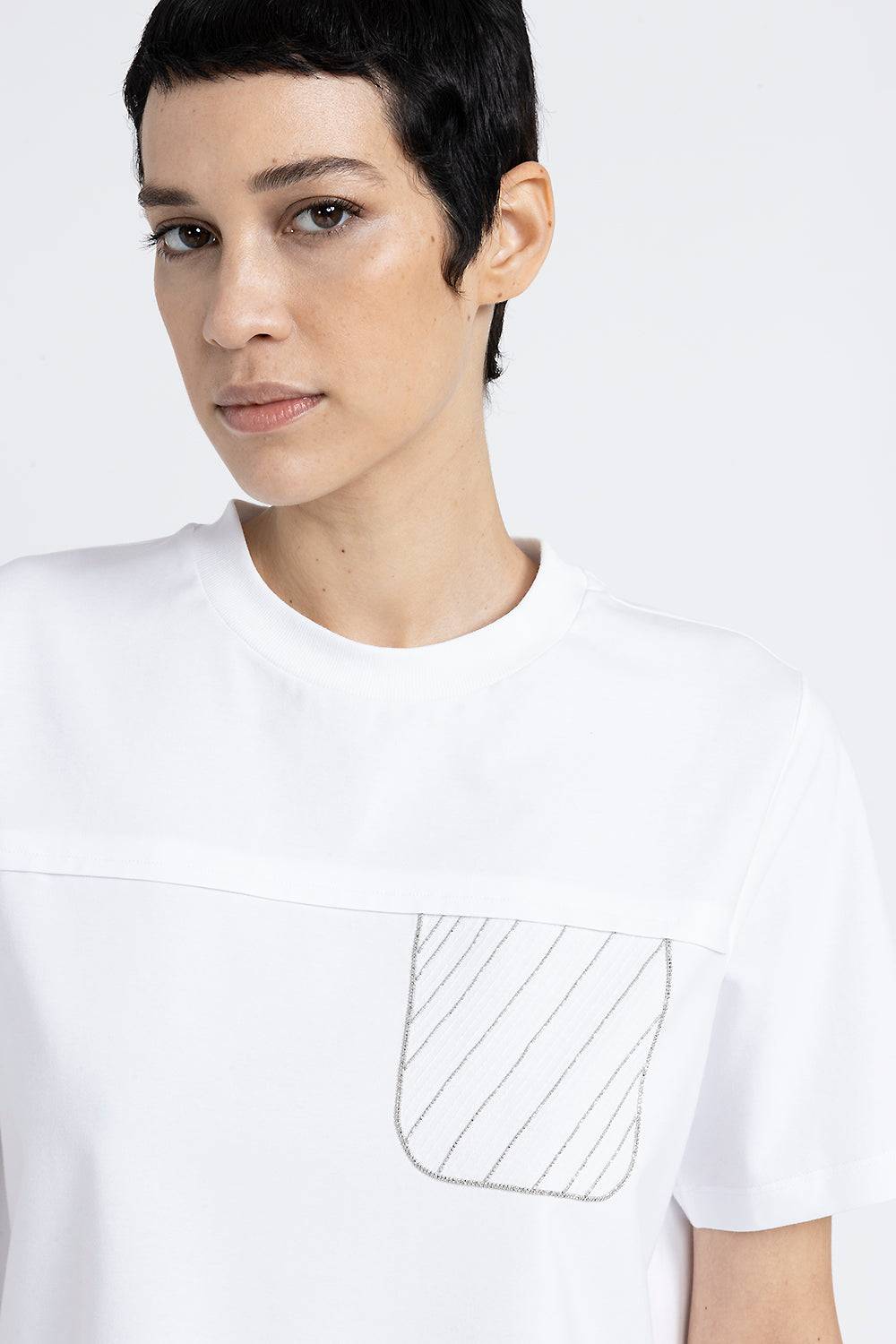 Peserico T-shirt in jersey di cotone con ricamo Prezzo Ridotto