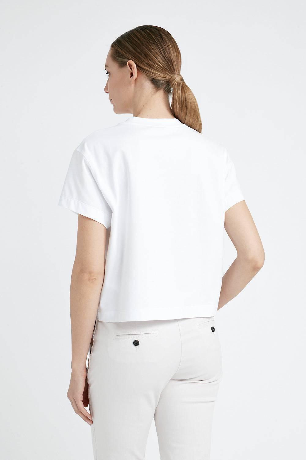 Peserico T-shirt in jersey di cotone con ricamo Sottocosto