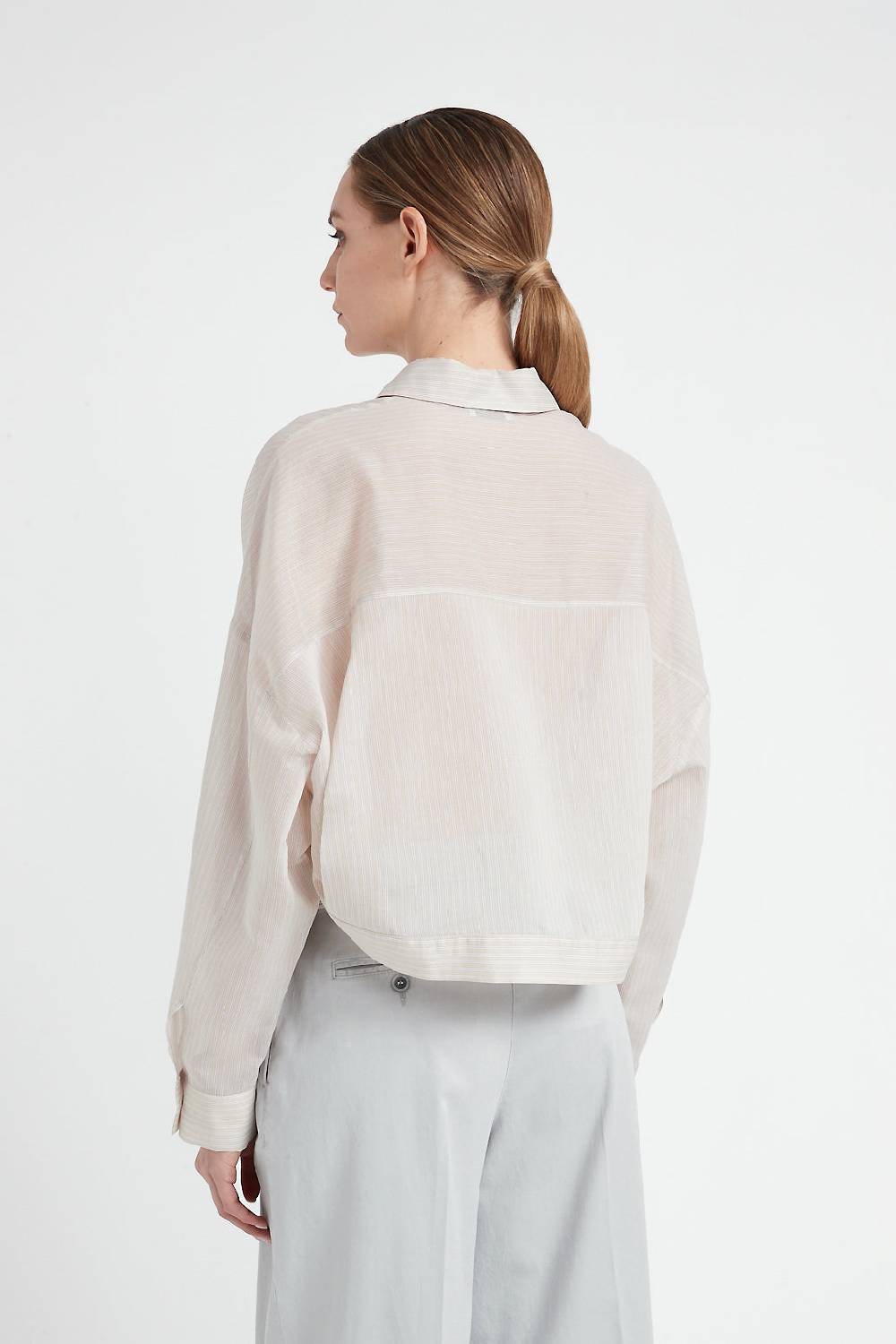 Peserico Camicia in organza rigata di cotone e seta Online