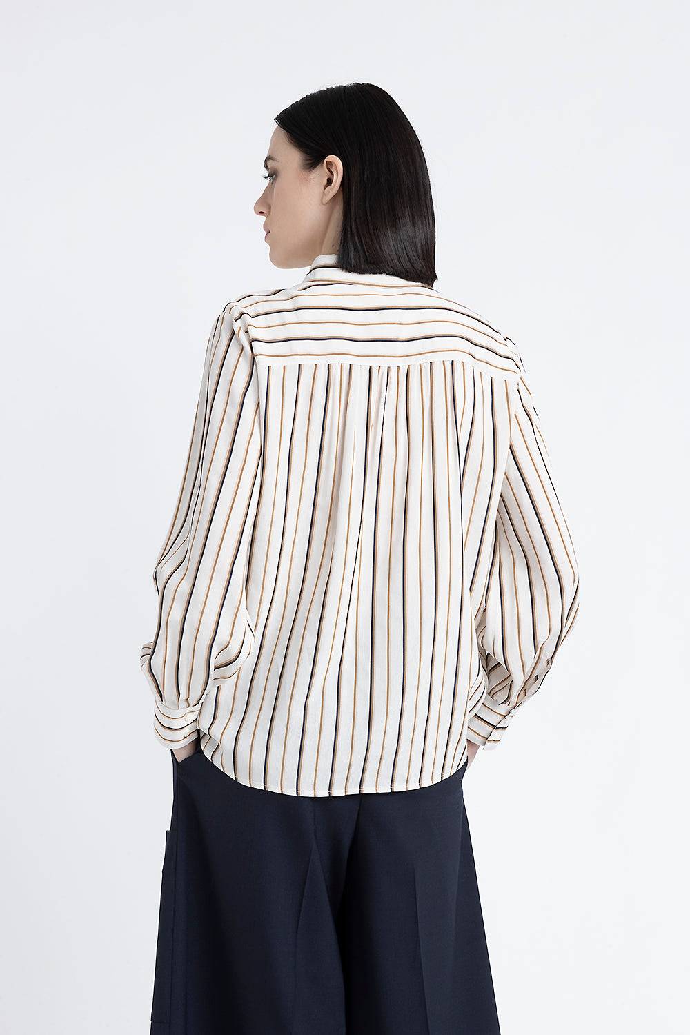Peserico Camicia a righe in viscosa e seta Outlet