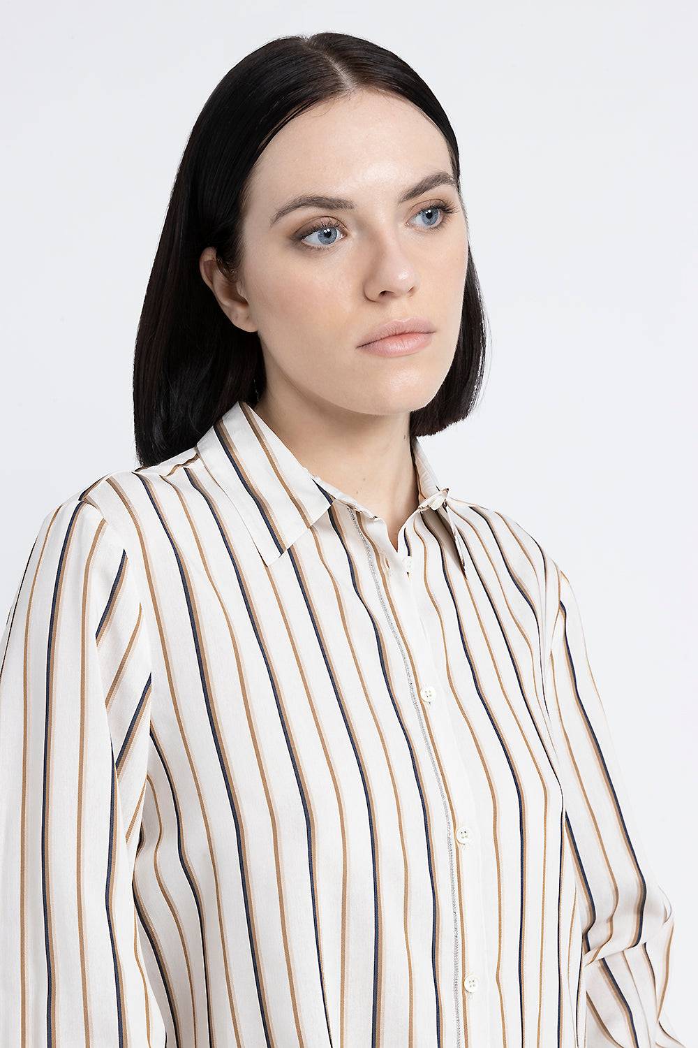 Peserico Camicia a righe in viscosa e seta Outlet