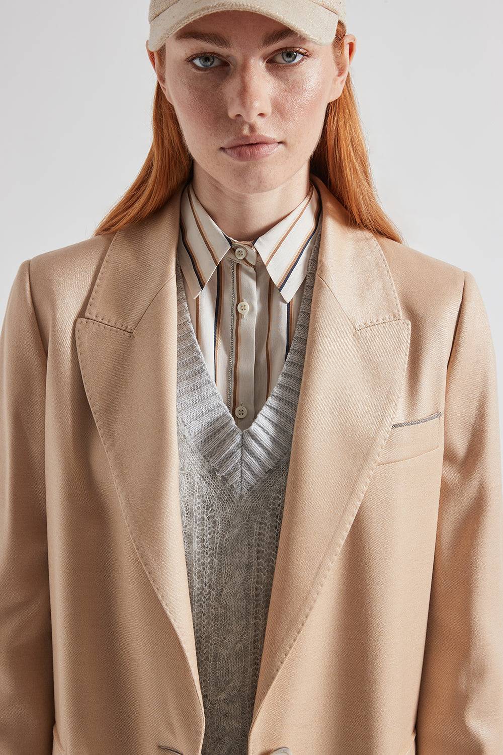 Peserico Camicia a righe in viscosa e seta Outlet
