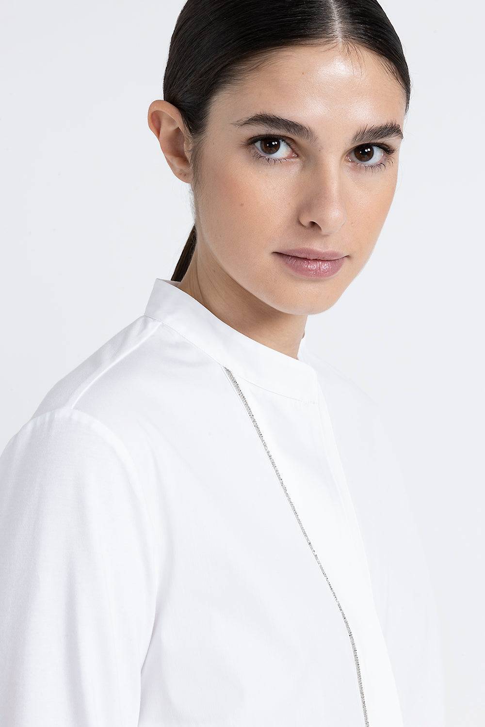 Peserico Camicia coreana in popeline e jersey di cotone Hotsell