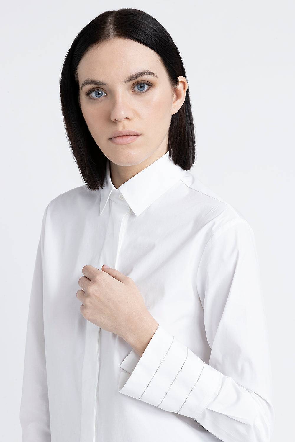 Peserico Camicia in popeline di cotone stretch Vendita Economica