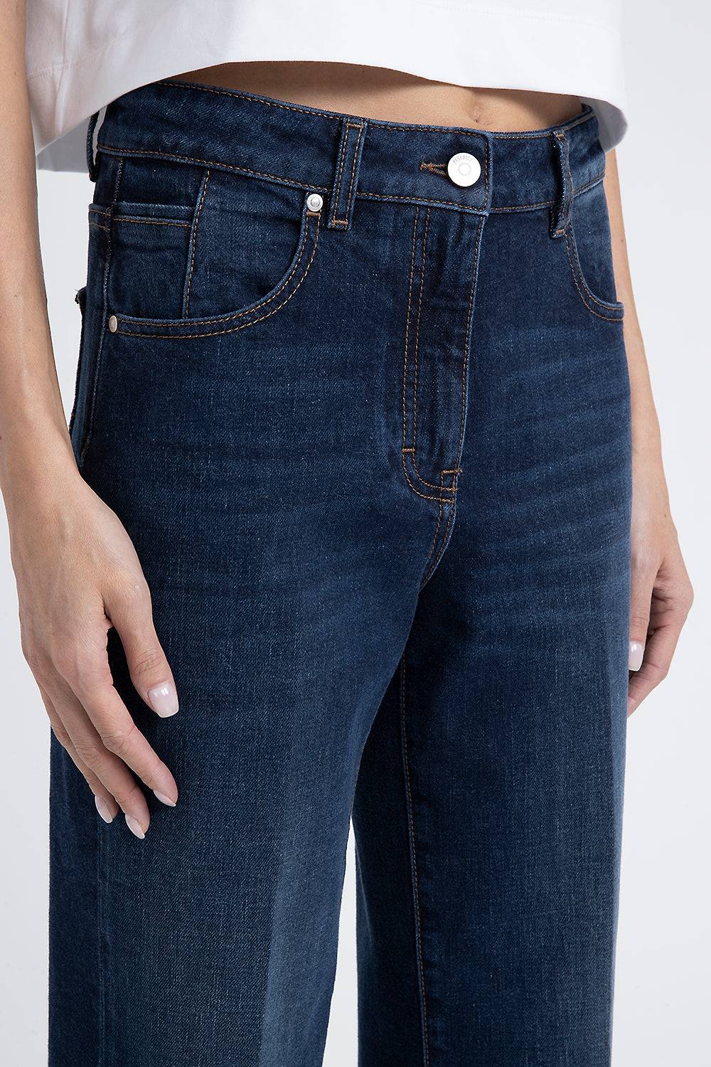 Peserico Pantalone in denim di cotone stretch Saldi Di Fabbrica