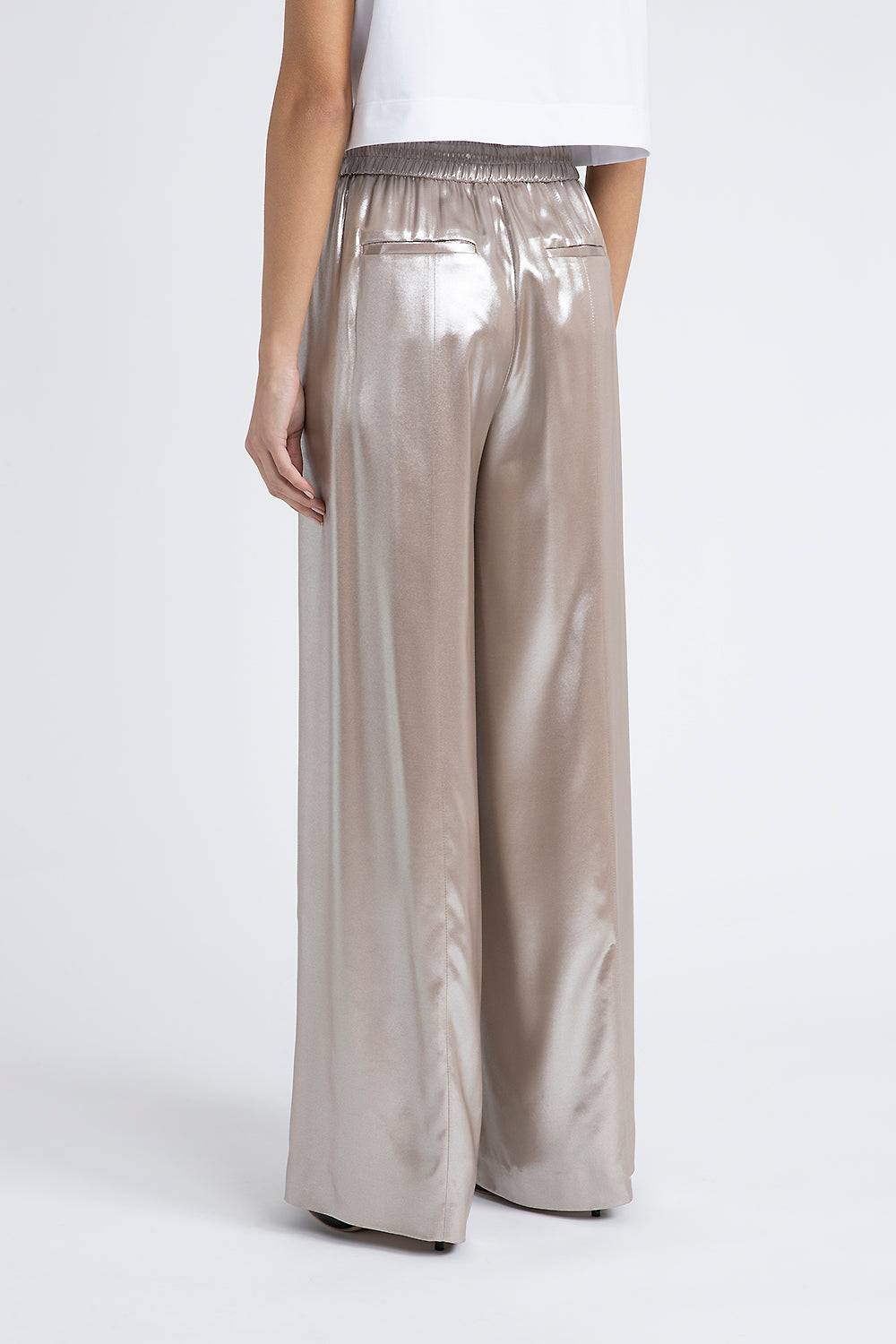 Peserico Pantalone in fluido twill laminato argento Vendite Flash