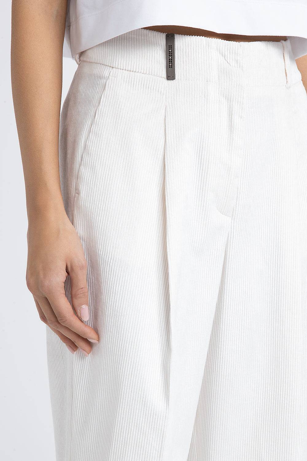 Peserico Pantalone carrot in velluto fluido 1000 righe Prezzo Ridotto