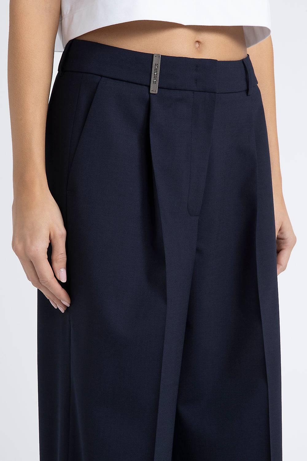 Peserico Pantalone palazzo in lana tecnica 2025