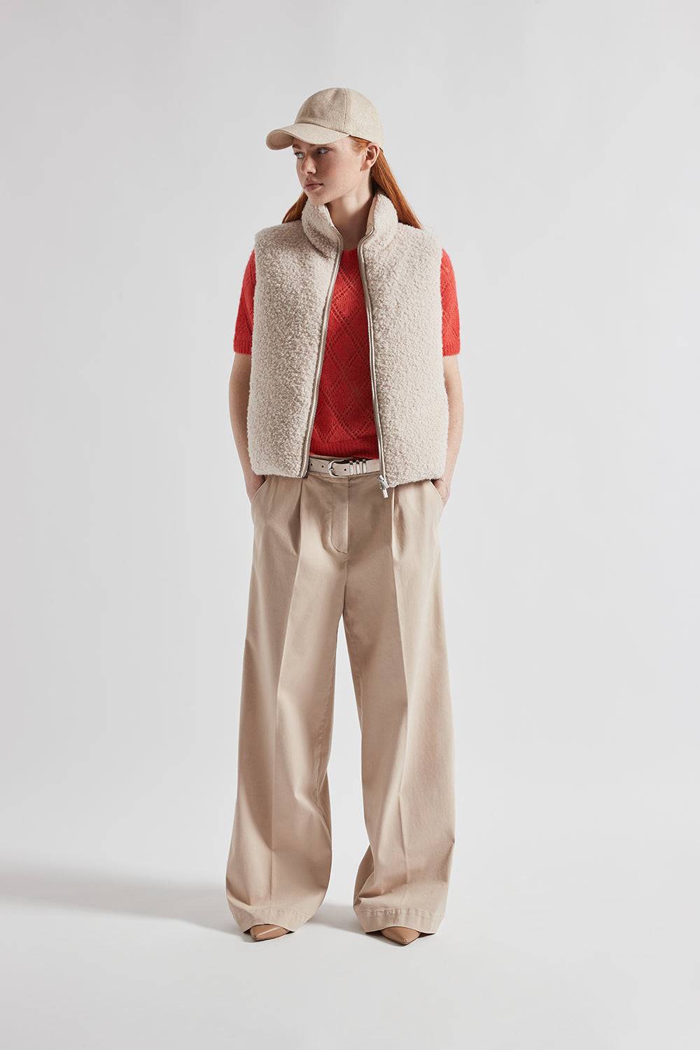 Peserico Pantalone gamba larga in gabardina di cotone In Linea