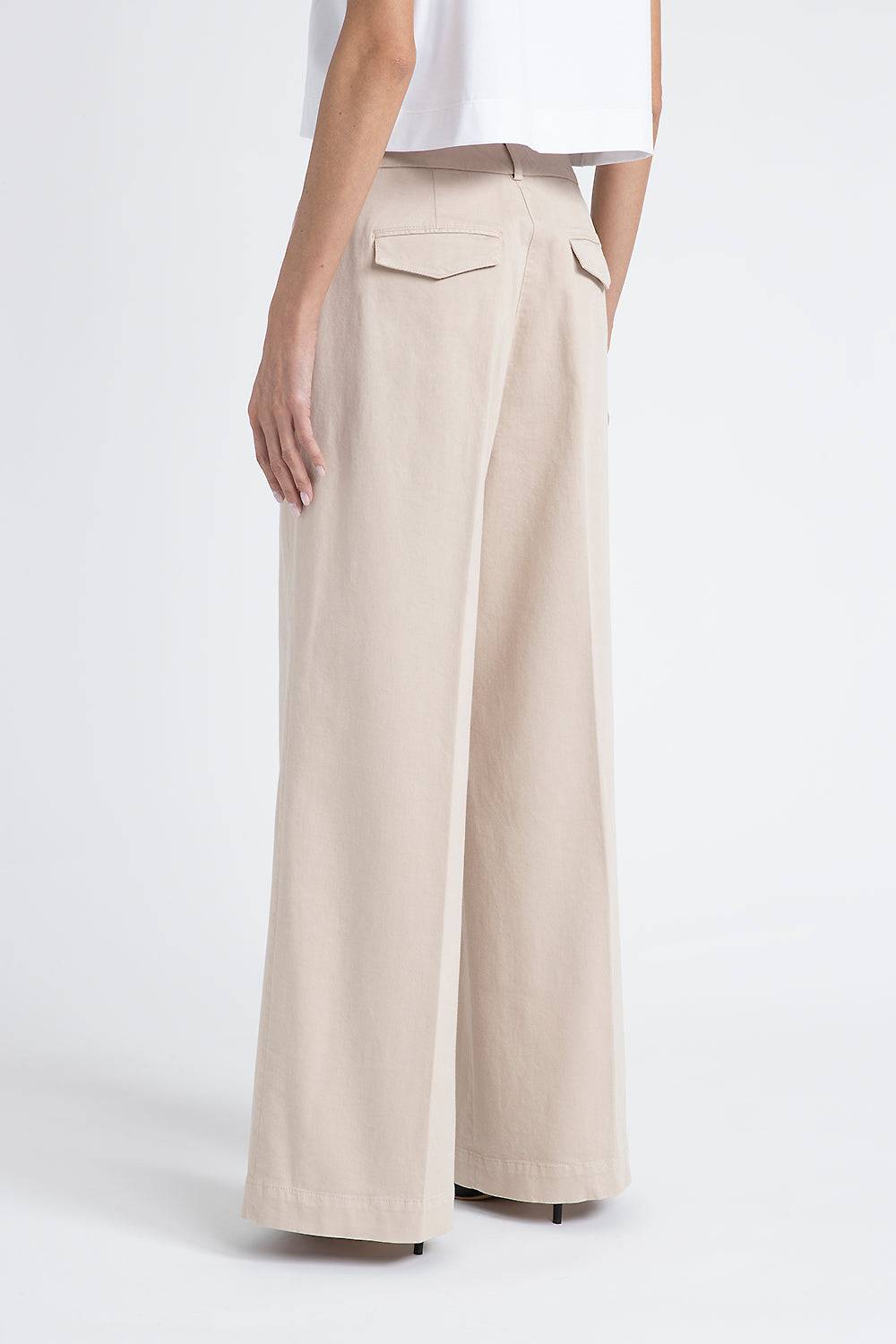 Peserico Pantalone gamba larga in gabardina di cotone In Linea