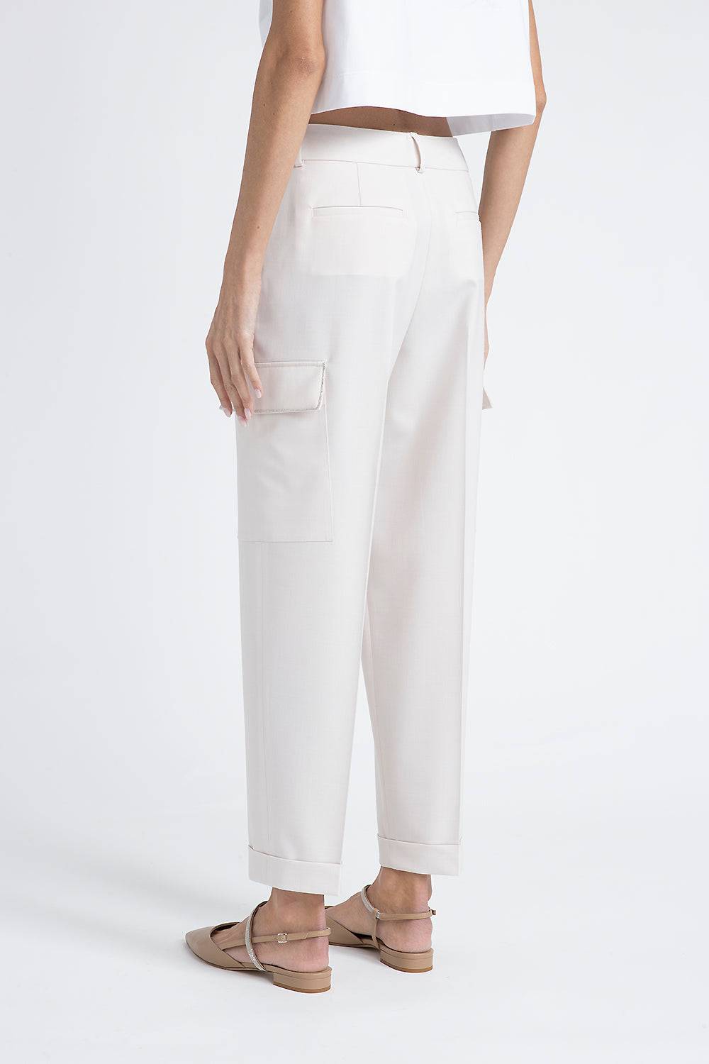 Peserico Pantalone carrot in twill di lana tecnica Nuovo