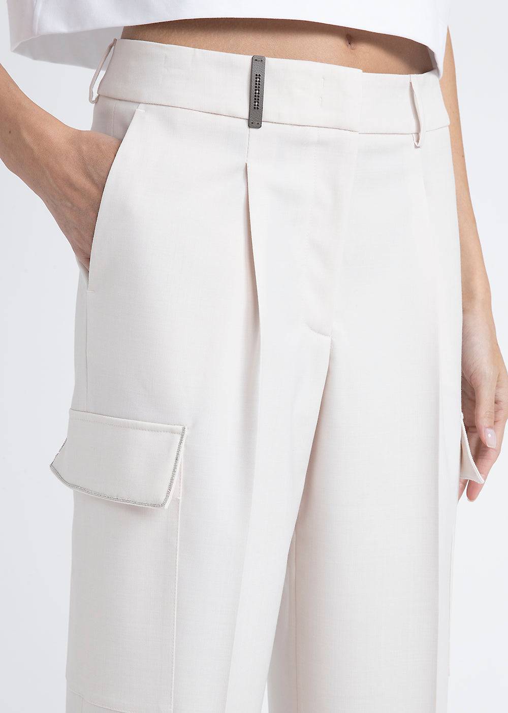 Peserico Pantalone carrot in twill di lana tecnica Nuovo