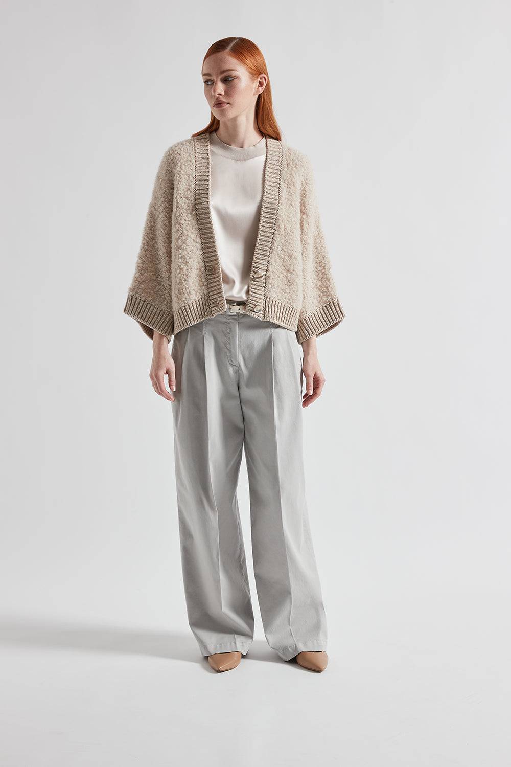 Peserico Pantalone con pieghe in gabardina di cotone seta e tencel Qualità
