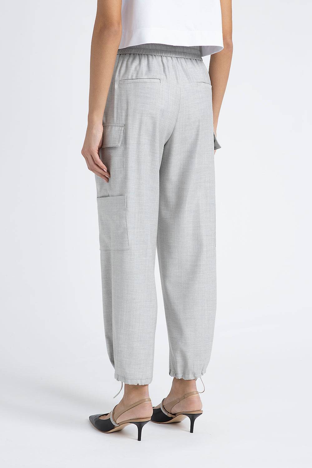 Peserico Pantalone baggy con tasche cargo in lana viscosa Vendita