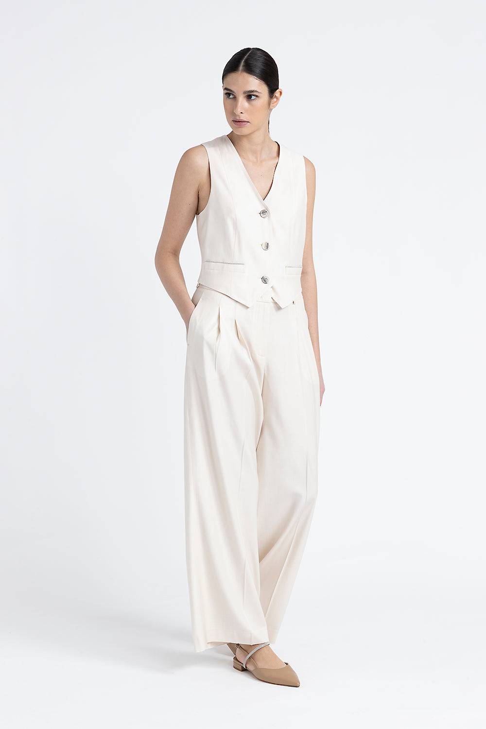 Peserico Pantalone wide in twill Soddisfazione Garantita