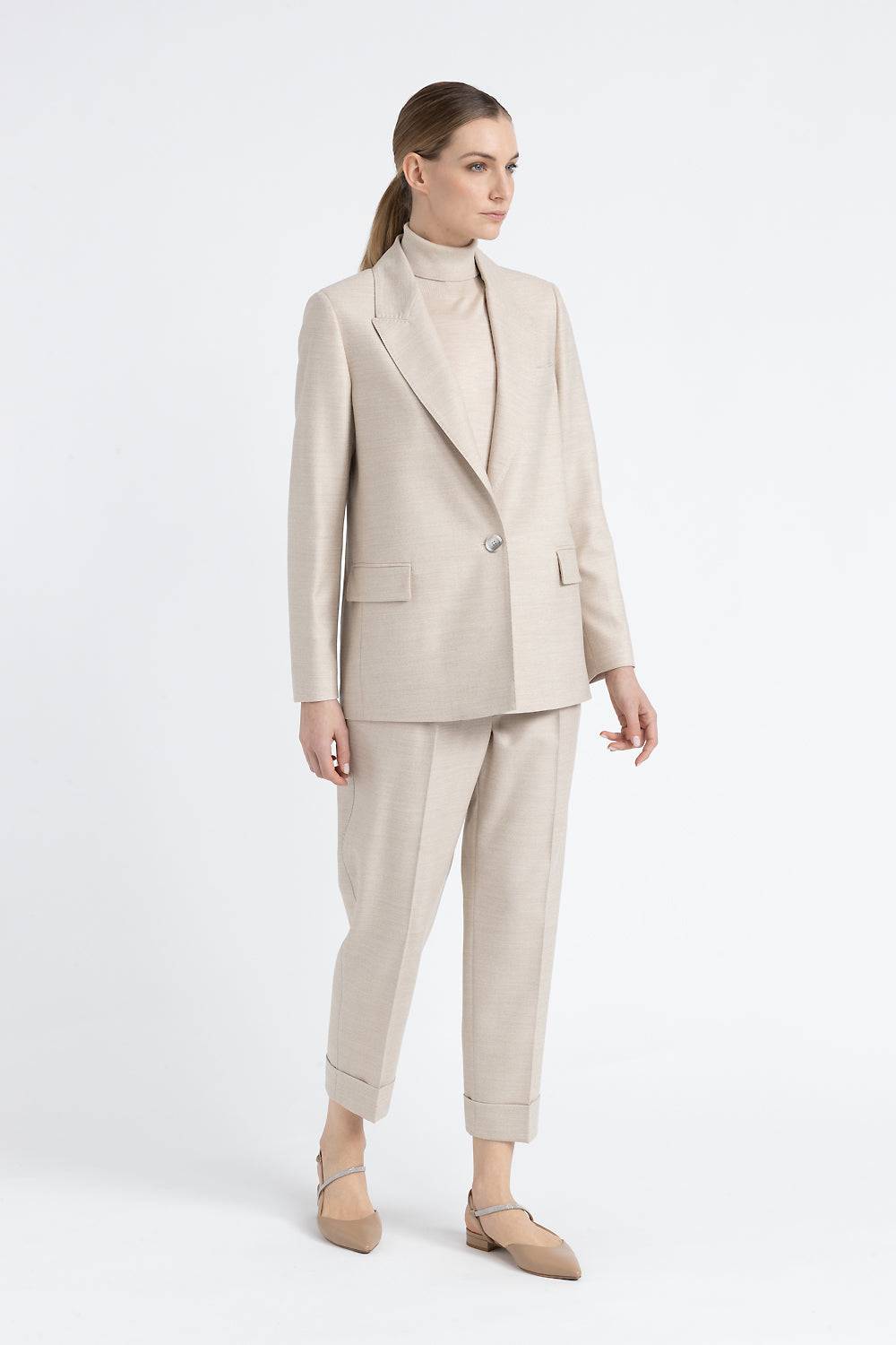 Peserico Pantalone in tela di lana jaspé comfort Loro Piana Negozi Online