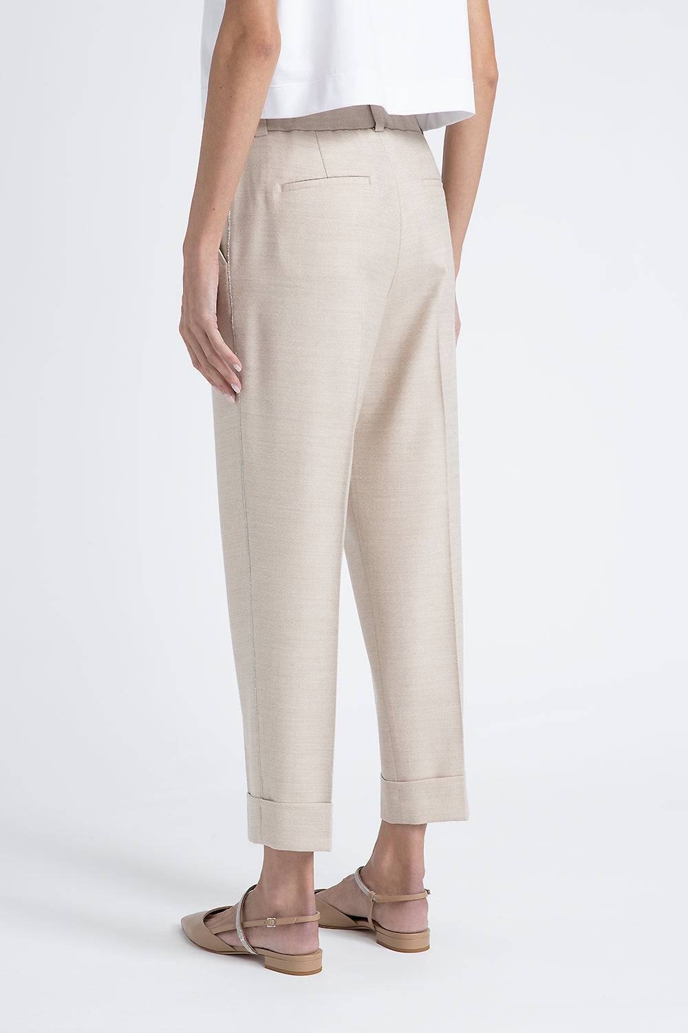 Peserico Pantalone in tela di lana jaspé comfort Loro Piana Negozi Online