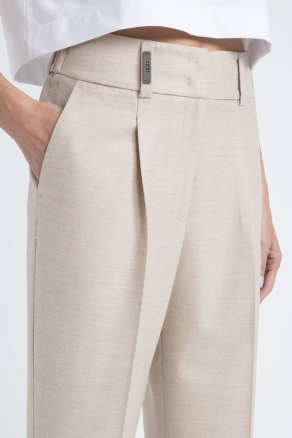 Peserico Pantalone in tela di lana jaspé comfort Loro Piana Negozi Online
